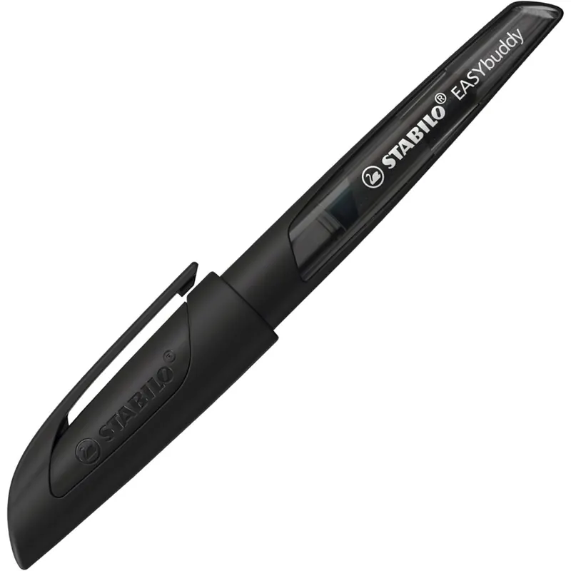 STABILO - Schulfüller mit Linkshänder-Feder L - EASYbuddy Twilight Sky in schwarz/schwarz - blau (löschbar) - inkl. Patrone