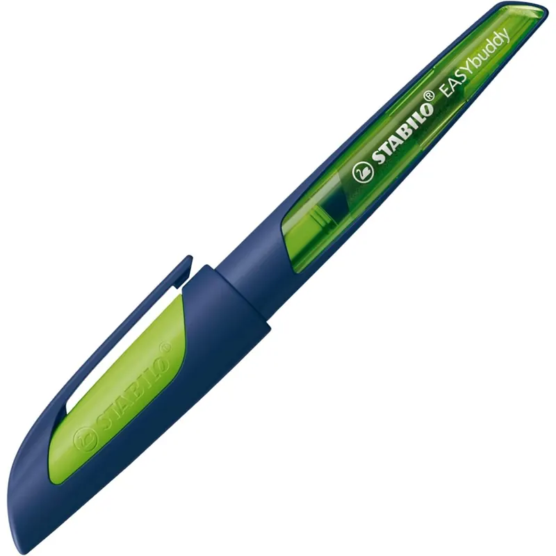 STABILO - Schulfüller mit Standard-Feder M - EASYbuddy Twilight Sky in stahlblau/limette - blau (löschbar) - inkl. Patrone