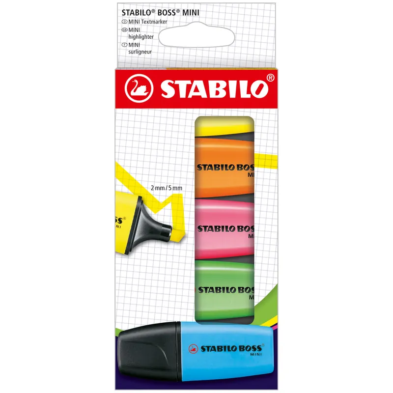STABILO - Textmarker - BOSS MINI - 5er Pack - mit 5 verschiedenen Farben