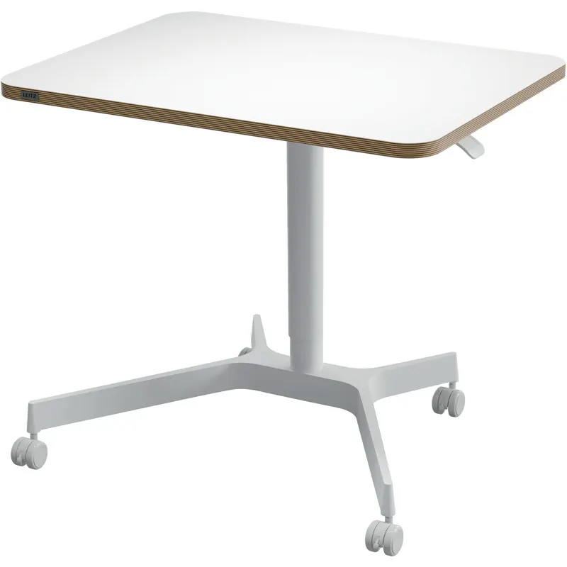 Stehtisch Leitz Ergo 6536 - 600 x 750 x 800 mm weiß pneumatische Höhenverstellung von 75 bis 114 Arbeitsfläche 80 x 60 cm mit 4 feststellbaren 360°-Rollen Tragkraft 20 kg