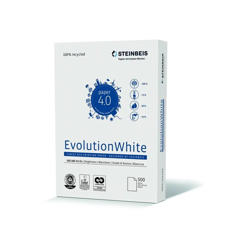 Steinbeis No 4 - Evolution White 80g/m² DIN-A3 500 Blatt 100 % Recycelt weiß