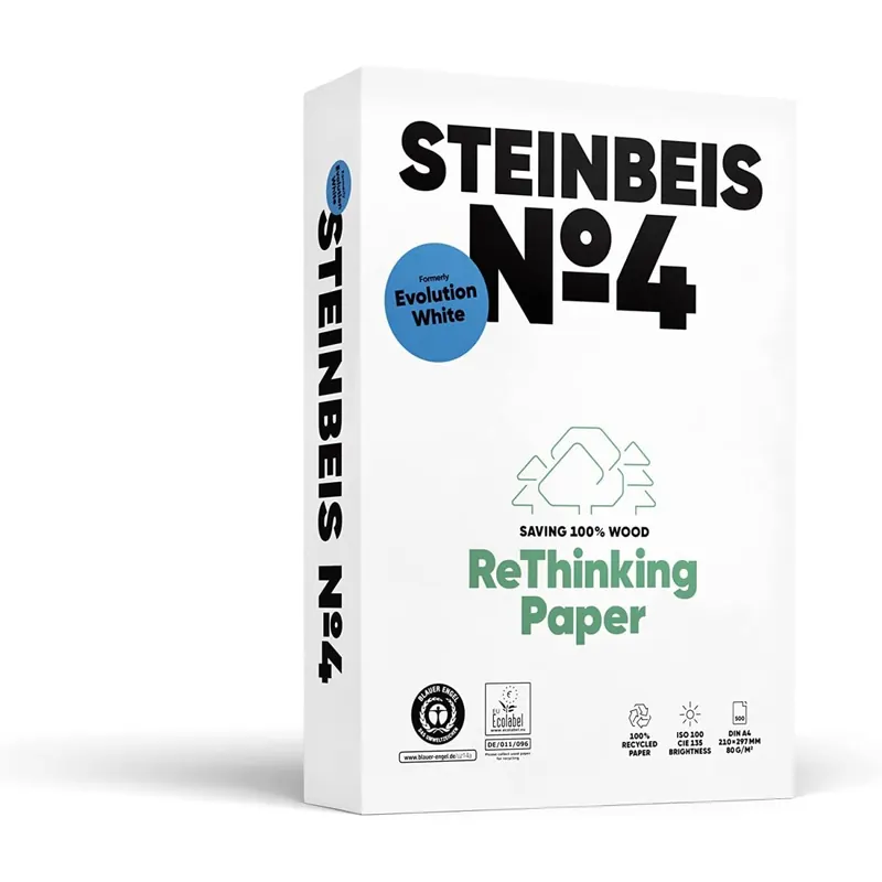 Steinbeis No 4 - Evolution White 80g/m² DIN-A4 500 Blatt 100 % Recycelt weiß