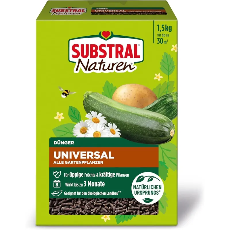 Substral 84010l Naturen Dünger Universal 1 5 kg Organisch-mineralischer Volldünger für alle Gartenpflanzen wirkt bis zu 3 Monate für kräftiges Wachstum