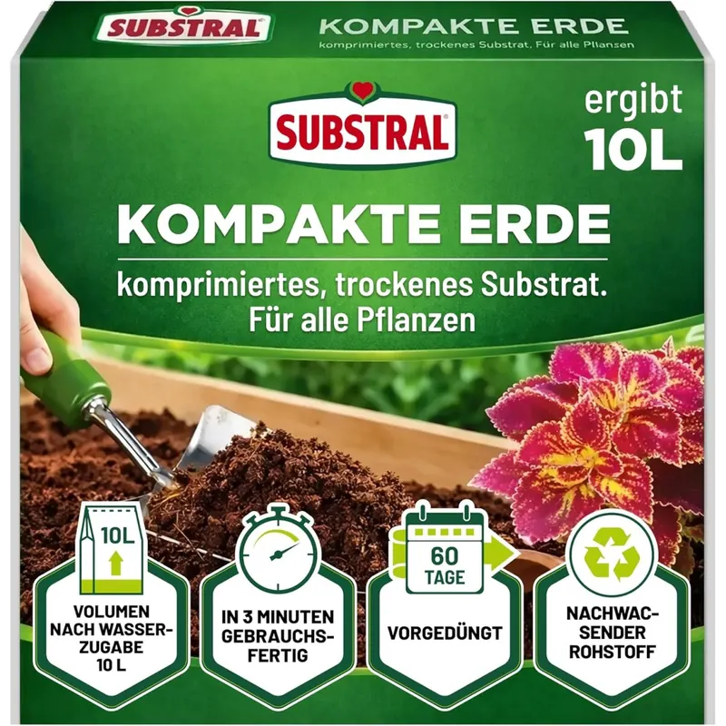 Substral Kompakte Blumenerde 625 g ergibt 10L Kokoserde vorgedüngt