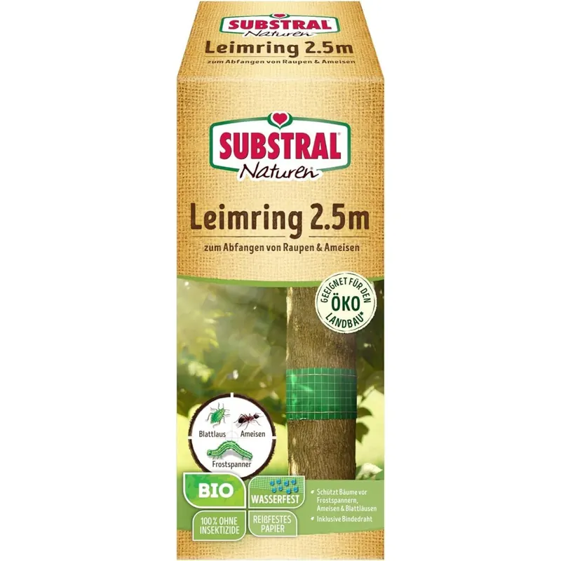 Substral Naturen Bio Leimring, Raupenleimring inkl. Bindedraht, gegen Raupen, Ameisen und andere Schadinsekten, 2,5 m