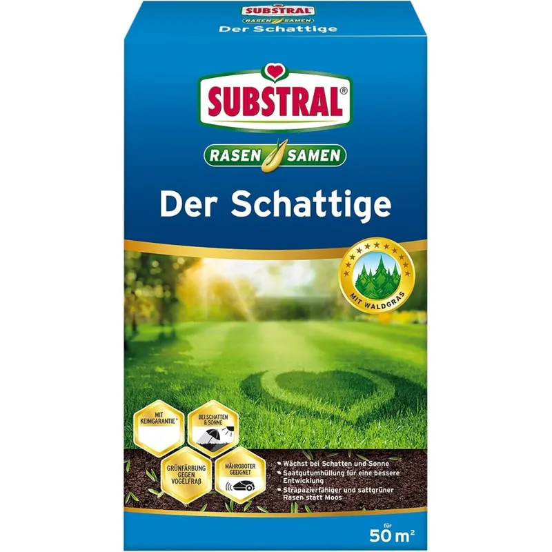 Substral Rasensamen Der Schattige, Schattenrasen, Premium Rasensamen für schattige Stellen, 1 kg für 50 m²