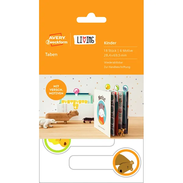Tabenetikett Avery Zweckform 62040 - auf Bogen 69,5 x 28,4 mm weiß ablösbar Papier für Handbeschriftung Pckg/18