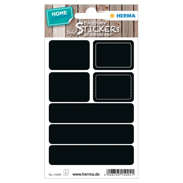 Tafeletikett Herma Home 15094 - rechteckig schwarz permanent Folie für Handbeschriftung Pckg/14