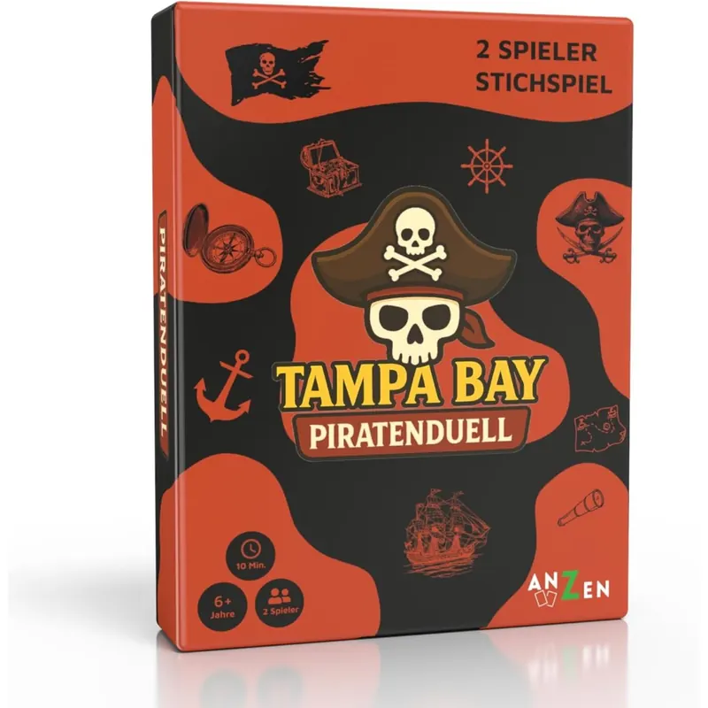 TAMPA BAY - PIRATENDUELL | 2 Spieler Strategie Stichspiel | Für Kinder ab 6 Jahren & Erwachsene | Offiziers-Skat und Zweier Schafkopf Anlehnung | Kartenspiel für zwei Spieler | hoher Wiederspielwert