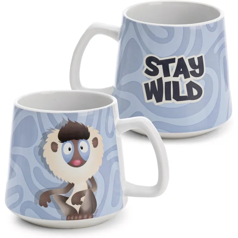 Tasse Mandrill 380ml 8x9.5cm - blau - Hochwertige Porzellan-Tasse, liebevoll gestaltet, niedliches Accessoire für Küche, Büro & Zuhause – süßes Geschenk für Lieblingsmenschen | 62762