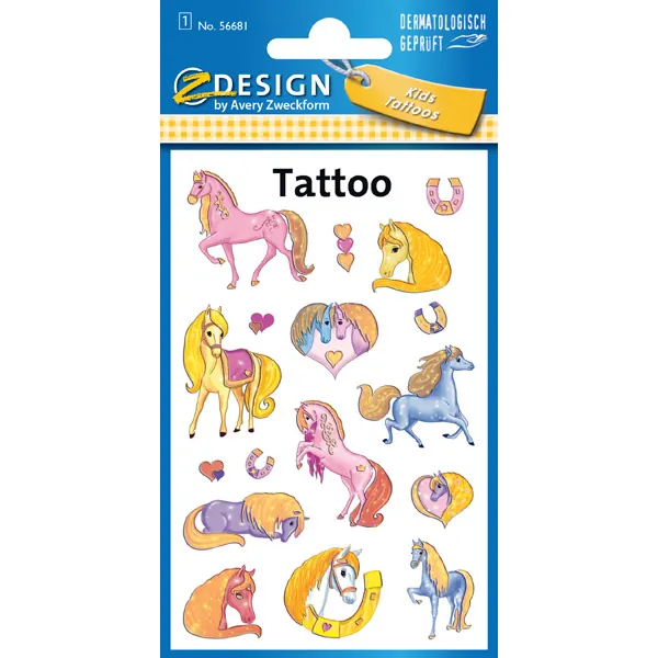 Tattoofolie Avery Zweckform Kids 56681 - Pferde ablösbar Pckg/17
