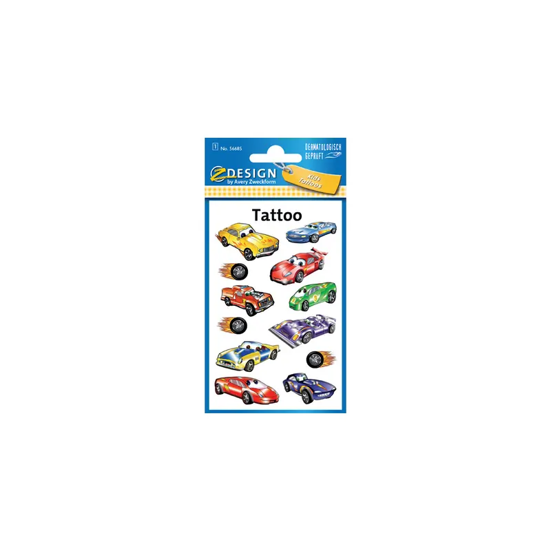Tattoofolie Avery Zweckform Kids 56685 - Autos ablösbar Pckg/12