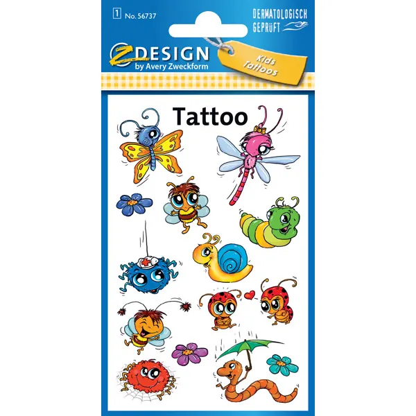 Tattoofolie Avery Zweckform Kids 56737 - Insekten ablösbar Pckg/14