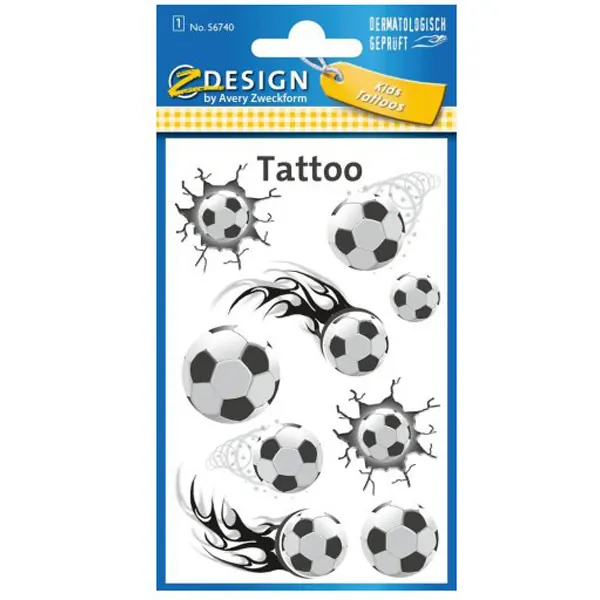 Tattoofolie Avery Zweckform Kids 56740 - Fußball ablösbar Pckg/9