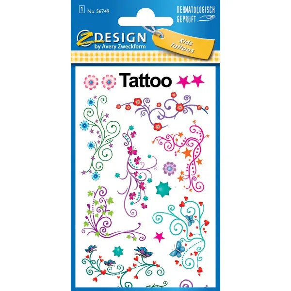 Tattoofolie Avery Zweckform Kids 56749 - Ranken ablösbar Pckg/17