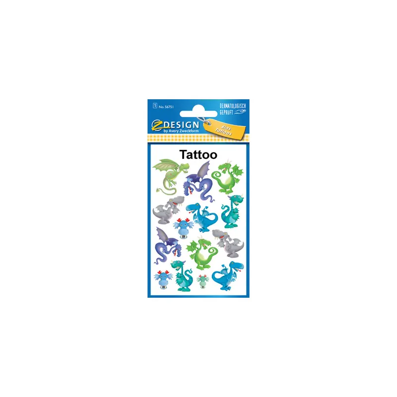 Tattoofolie Avery Zweckform Kids 56751 - Drachen ablösbar Pckg/14