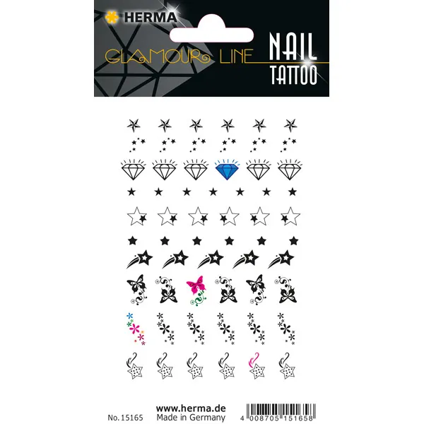 Tattoofolie Herma Classic Nail 15165 - Sterne Nageltattoo ablösbar Pckg/60