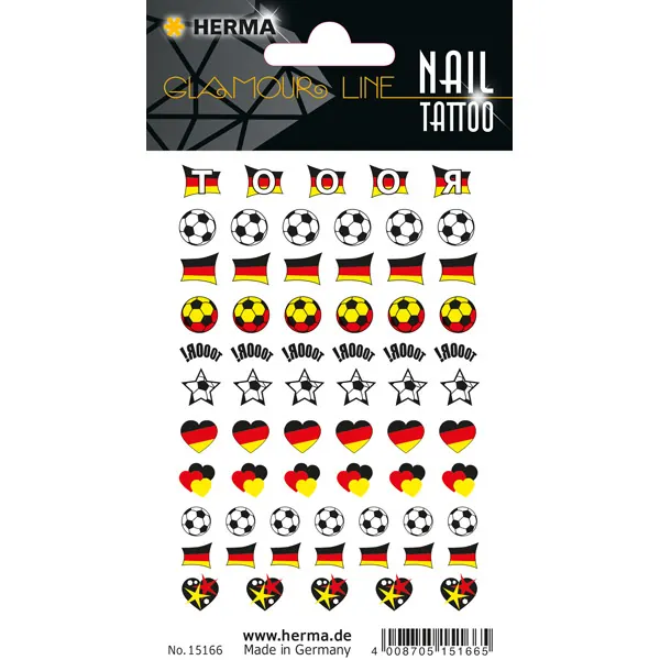 Tattoofolie Herma Classic Nail 15166 - Deutschland Herzen Nageltattoo ablösbar Pckg/66