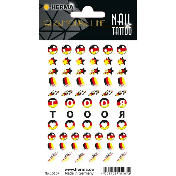 Tattoofolie Herma Classic Nail 15167 - Deutschland Sterne Nageltattoo ablösbar Pckg/65