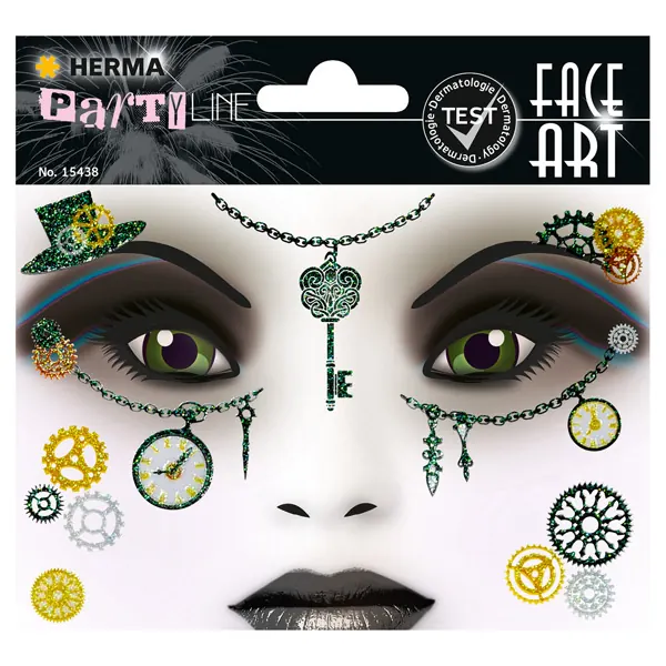 Tattoofolie Herma Face Art 15438 - Steampunk Gesichtstattoo ablösbar 1 Bogen