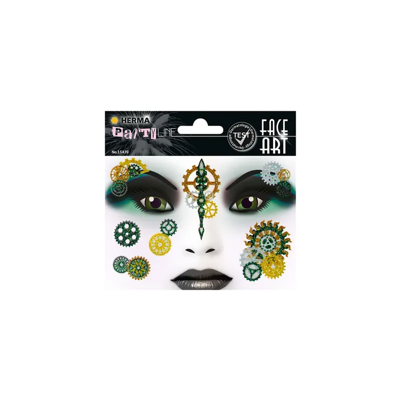 Tattoofolie Herma Face Art 15439 - Steampunk Gesichtstattoo ablösbar 1 Bogen