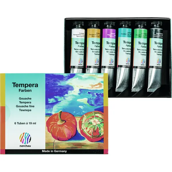 Temperafarbkasten Brunnen 48890 - farbig sortiert 6er-Set à 19 ml
