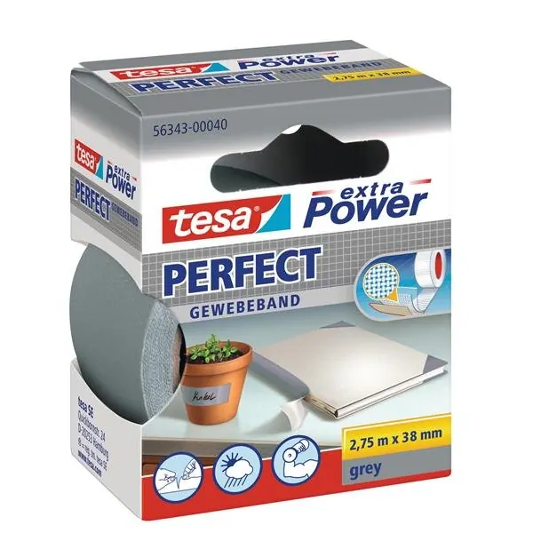 tesa extra Power Perfect Gewebeband grau 2,75m x 38mm