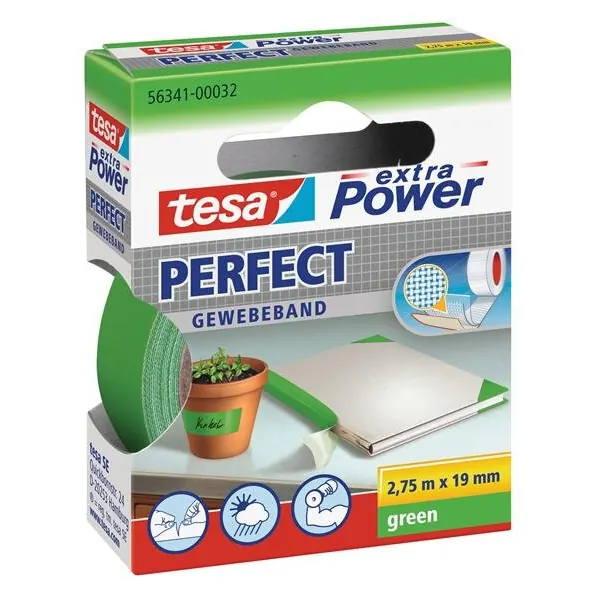 tesa extra Power Perfect Gewebeband grün 2,75m x 19mm