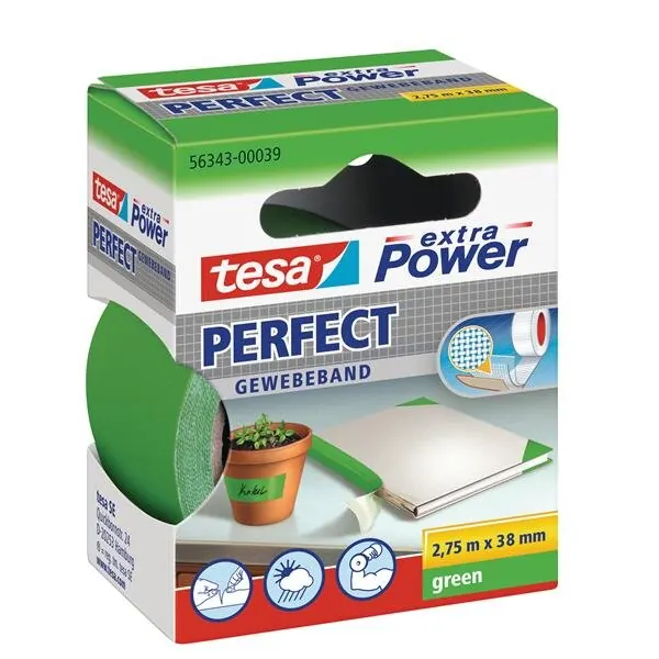 tesa extra Power Perfect Gewebeband grün 2,75m x 38mm