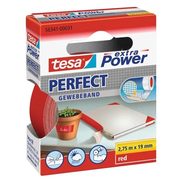 tesa extra Power Perfect Gewebeband rot 2,75m x 19mm
