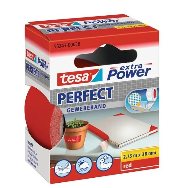 tesa extra Power Perfect Gewebeband rot 2,75m x 38mm