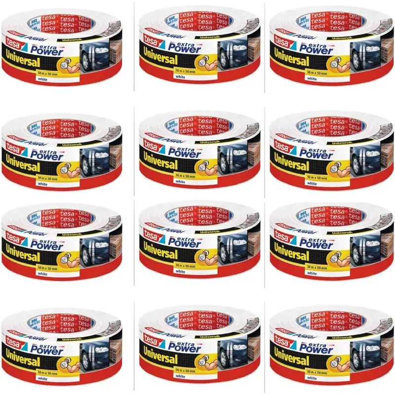 Tesa Extra Power universal Reparaturband/56389 in schwarz weiß und silber zur Auswahl (12, weiß)