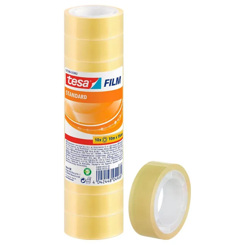 tesa FILM Klebefilm transparent 15,0 mm x 10,0 m - 10 Rollen tesafilm