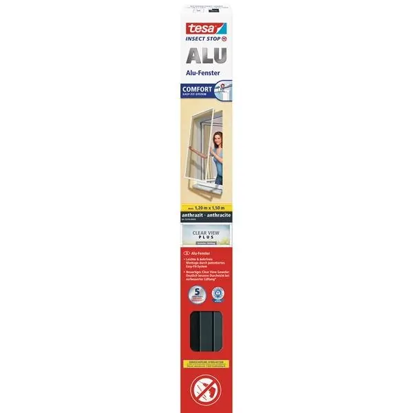 tesa Fliegengitter ALU Comfort Fenster 1,2 m : 1,5 m anthrazit