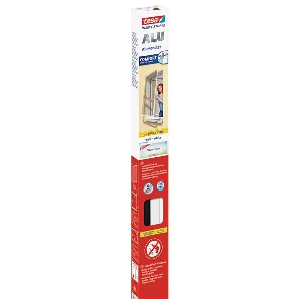 tesa Fliegengitter ALU Comfort Fenster 1,5 m : 1,5 m weiß