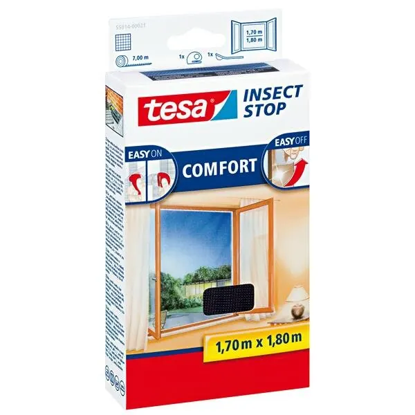 tesa Fliegengitter Comfort Klettband für Fenster 1,7 m : 1,8 m, anthrazit
