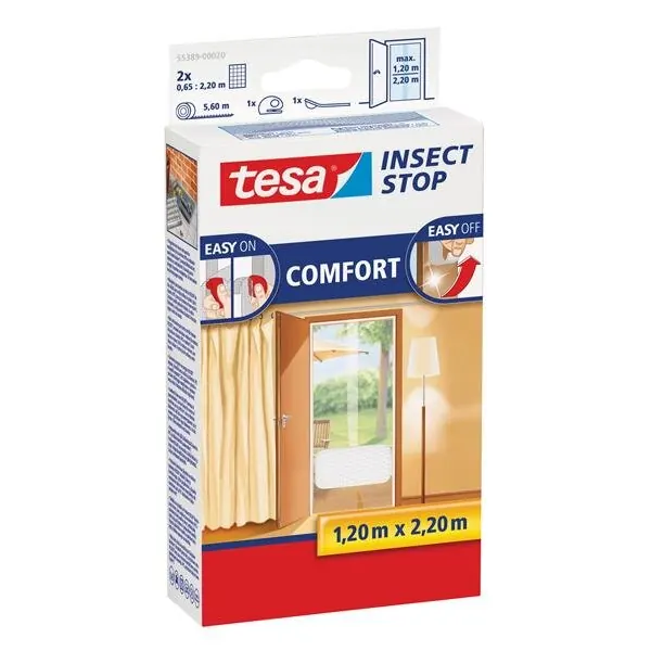 tesa Fliegengitter Comfort Klettband Tür 2 x 0,65 m : 2,2 m, weiß