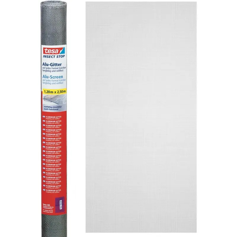 tesa Insect Stop Alu-Gitter Ersatzrolle für Fliegengitter - Mückennetz als Ersatzgitter für Fenster & Türen - Ersatz-Rolle 120 cm x 250 cm, anthrazit