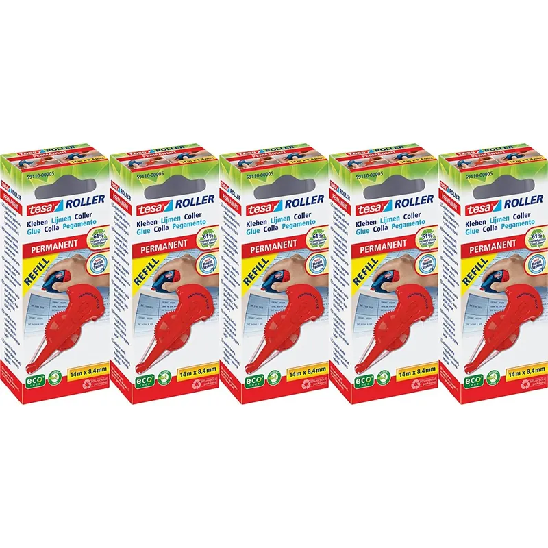 tesa Kleberoller permanent (5x Kleberoller permanent Nachfüllkassette) 59110-00005