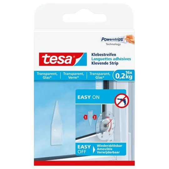 tesa Klebestreifen transparent, Glas, 16 x 0,2 kg