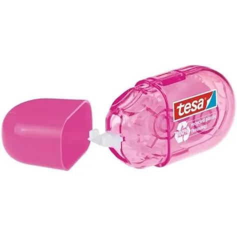 tesa Mini Korrekturroller ecoLogo - Band zur Korrektur auf Papier - Klein und ergonomisch - 6 m x 5 mm - Blau/Pink - 2er Pack