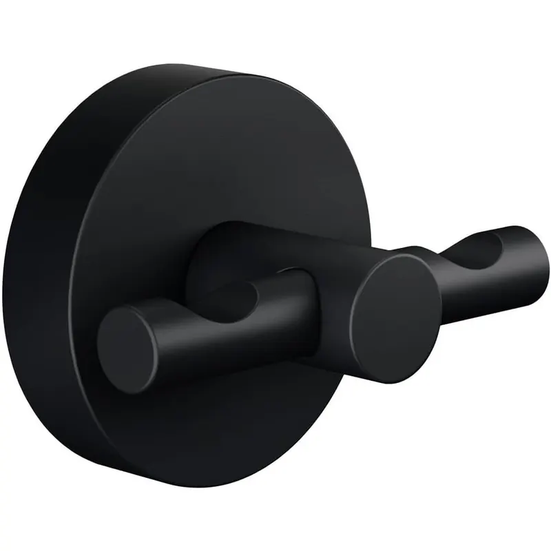 tesa MOON BLACK Bademantelhaken, matt schwarz - für Bäder im Industrial Style und moderne Badezimmer - bohrfrei, inkl. Klebelösung