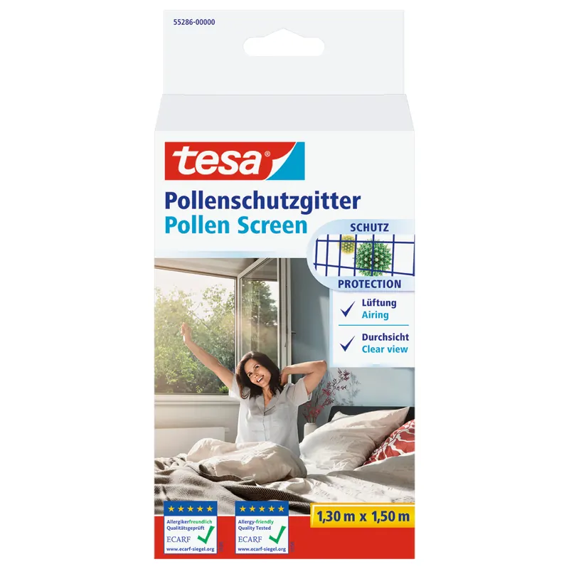 tesa Pollenschutzgitter anthrazit 1,3m x 1,5m inkl. Klettband (rückstandfrei entfernbar) 55286-00000