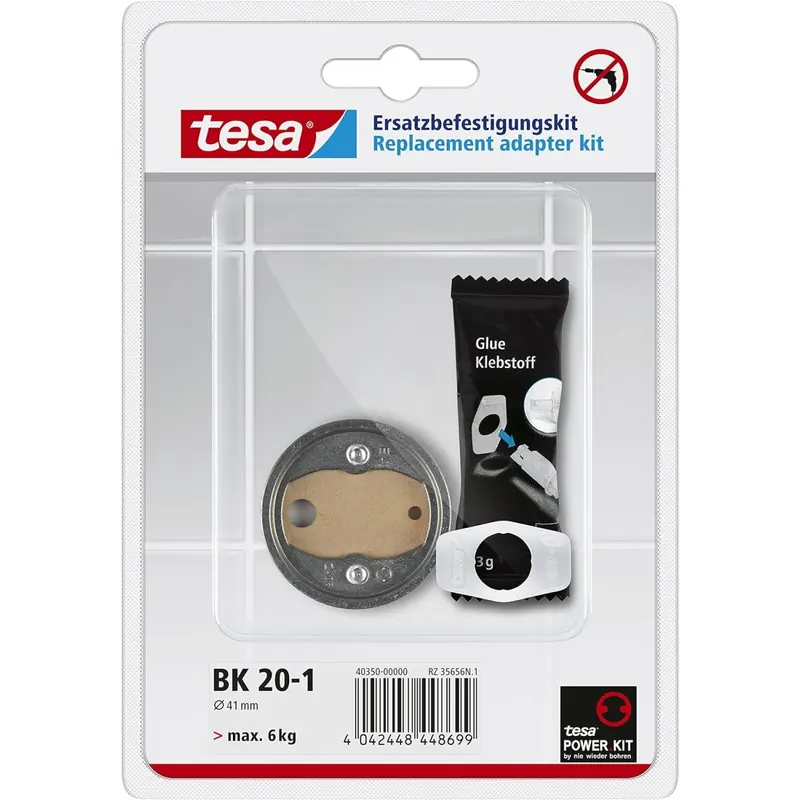 tesa Power.Kit-Adapter BK20-1, selbstklebendes Ersatzteil-Set, Zamak-Ring, Durchmesser 41mm, Höhe 8mm