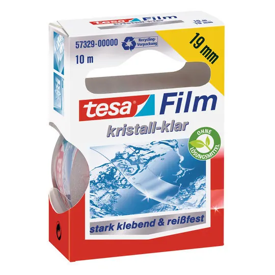 tesa tesafilm kristall-klar - Hochtransparentes, alterungsbeständiges Klebeband mit starker Haftung - 10 m x 19 mm