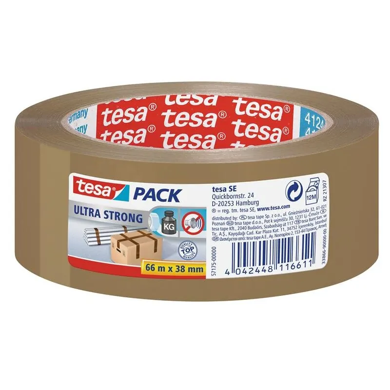 tesa tesapack ultra strong, original braun ( PVC ) 66m x 38mm