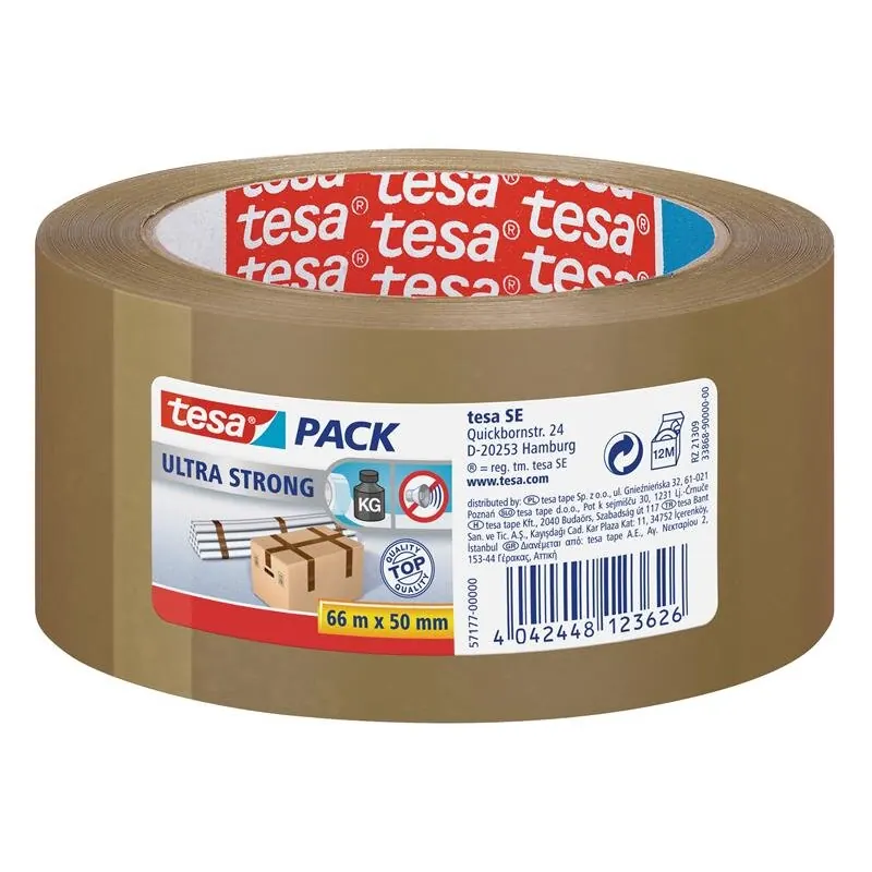 tesa tesapack ultra strong, original braun ( PVC ) 66m x 50mm