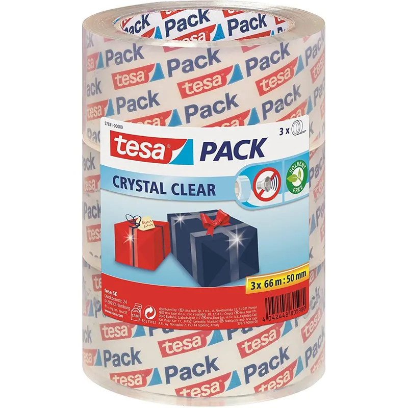 tesapack® Crystal Clear, transparente, 3 x 66mx50mm (57831)