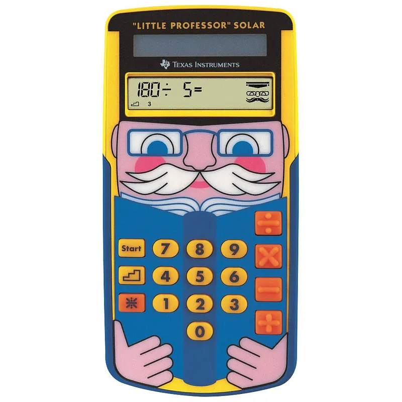 Texas Instruments Little Professor Rechentrainer (für Vor- und Grundschule, Solarbetrieben, mit 80.000 Rechenaufgaben) gelb-blau
