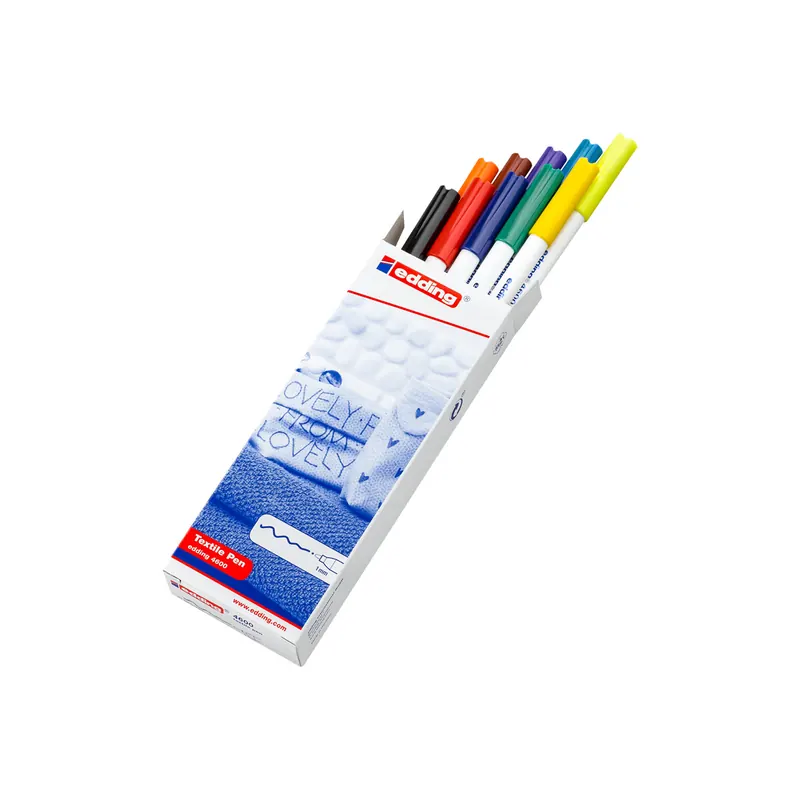 Textilmarker edding creative 4600 - farbig sortiert 1 mm Rundspitze permanent nicht nachfüllbar 10er-Set